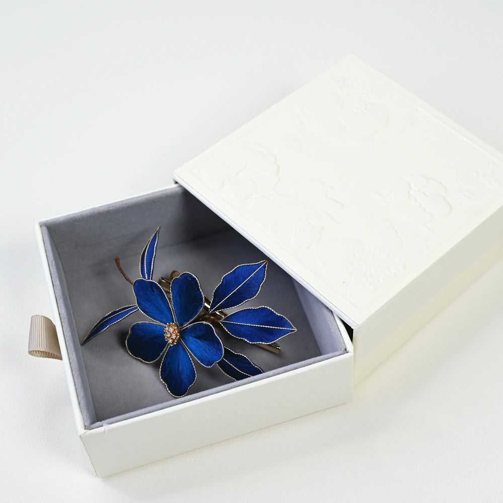 Handmade Ronghua-Royal Blue Flower