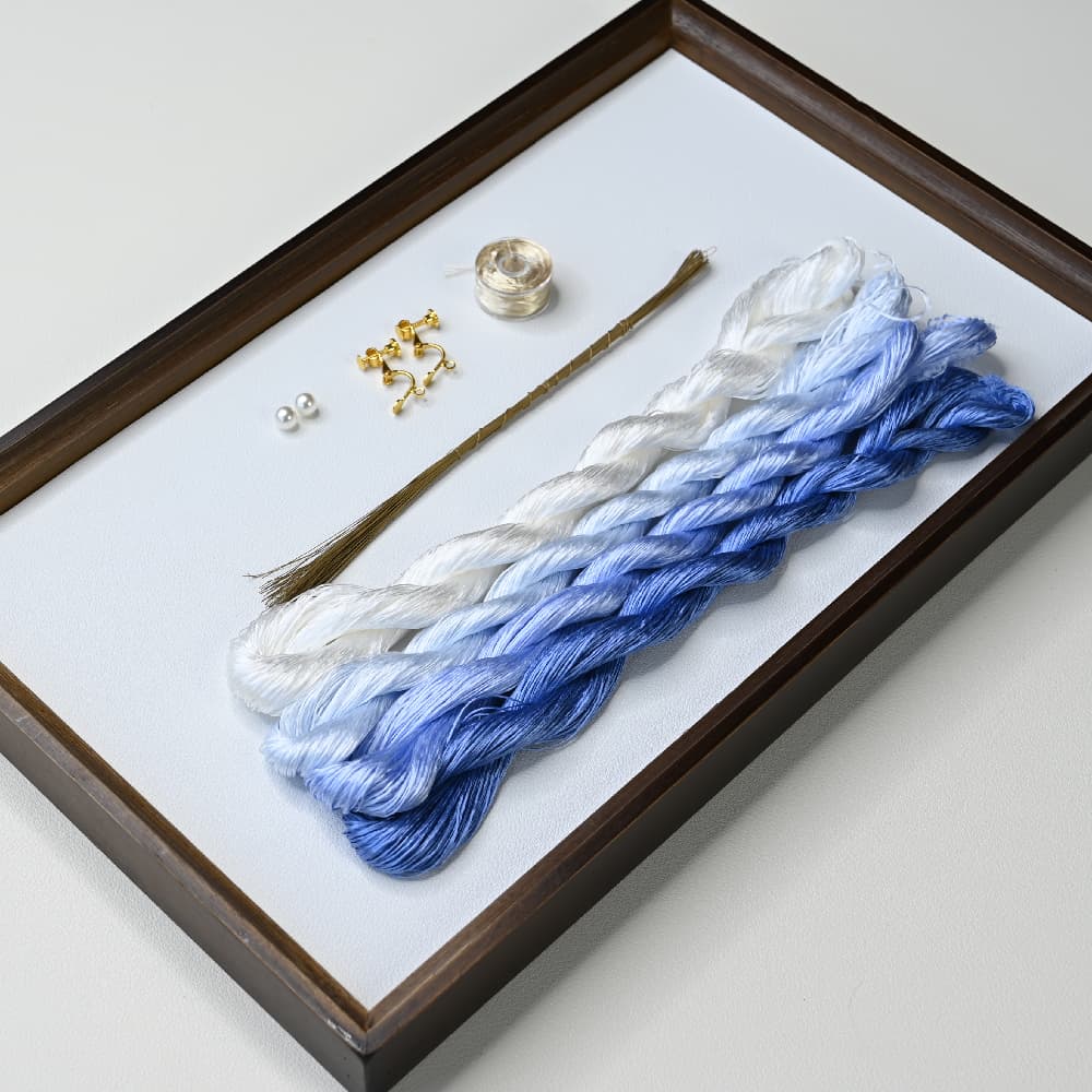 Ronghua DIY Kit-Blue Orchid Flower Earrings