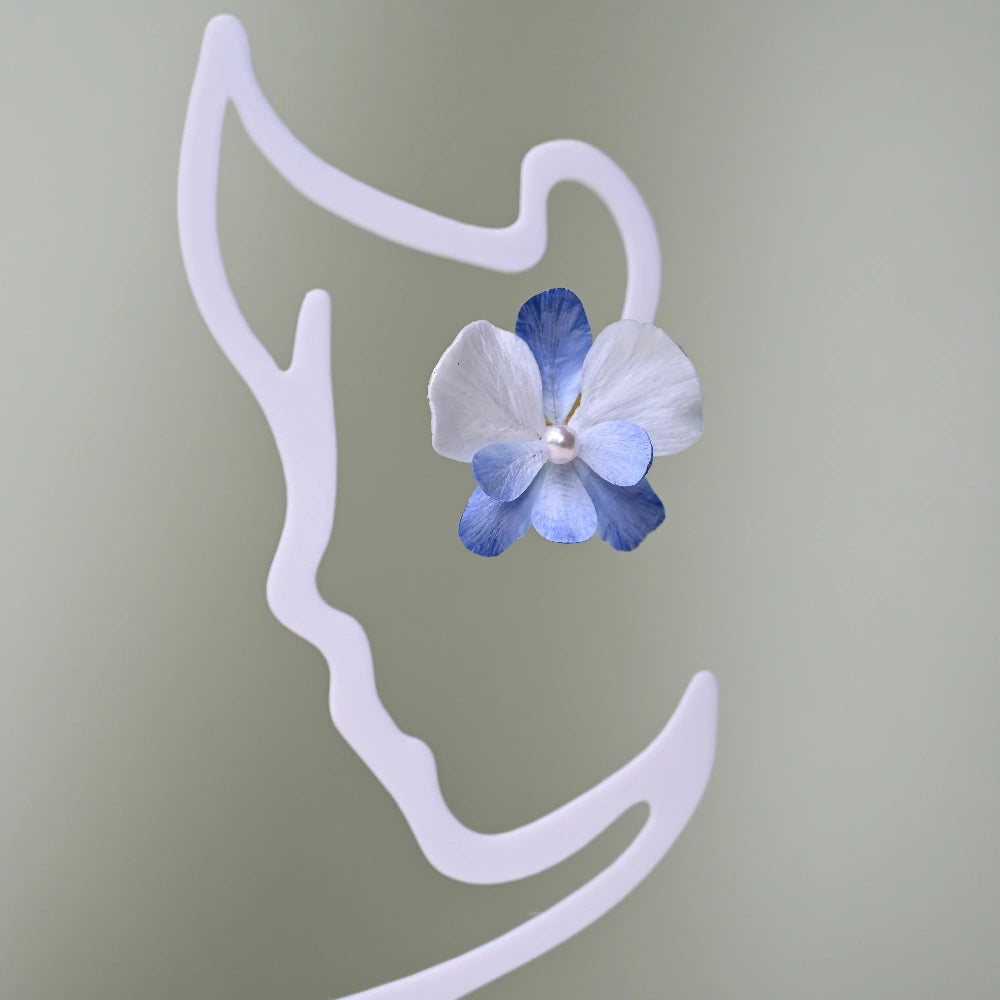 Handmade Ronghua-Blue Orchid Flower Earrings