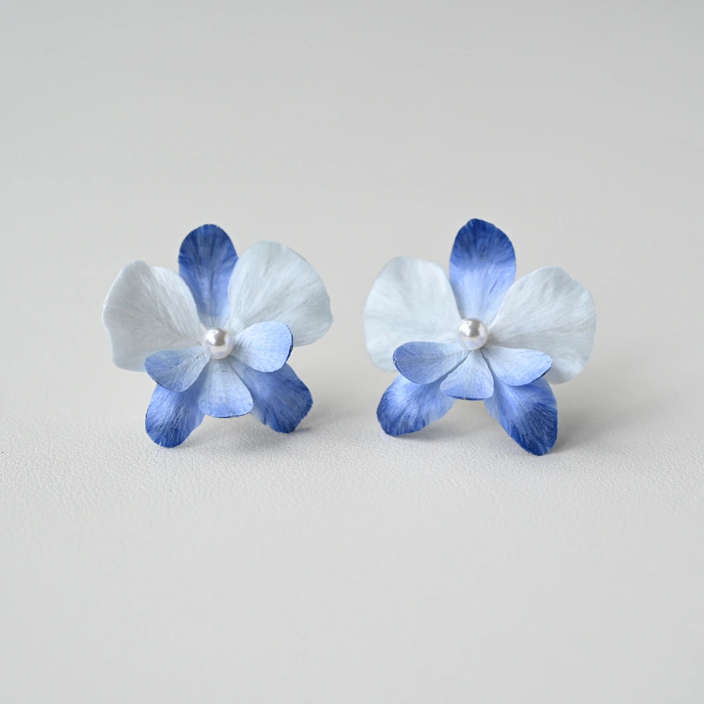Handmade Ronghua-Blue Orchid Flower Earrings