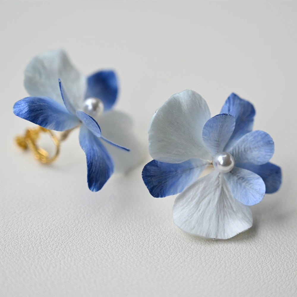 Handmade Ronghua-Blue Orchid Flower Earrings