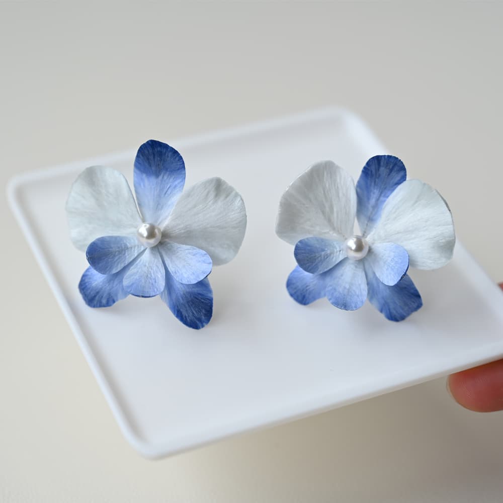 Ronghua DIY Kit-Blue Orchid Flower Earrings