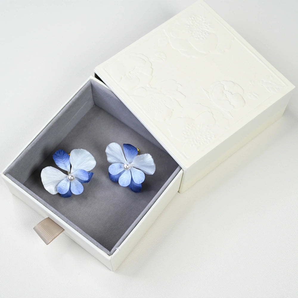 Handmade Ronghua-Blue Orchid Flower Earrings