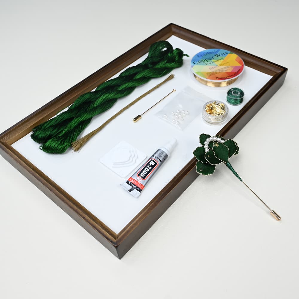Ronghua DIY Kit-- Green Leaf Pearl Brooch