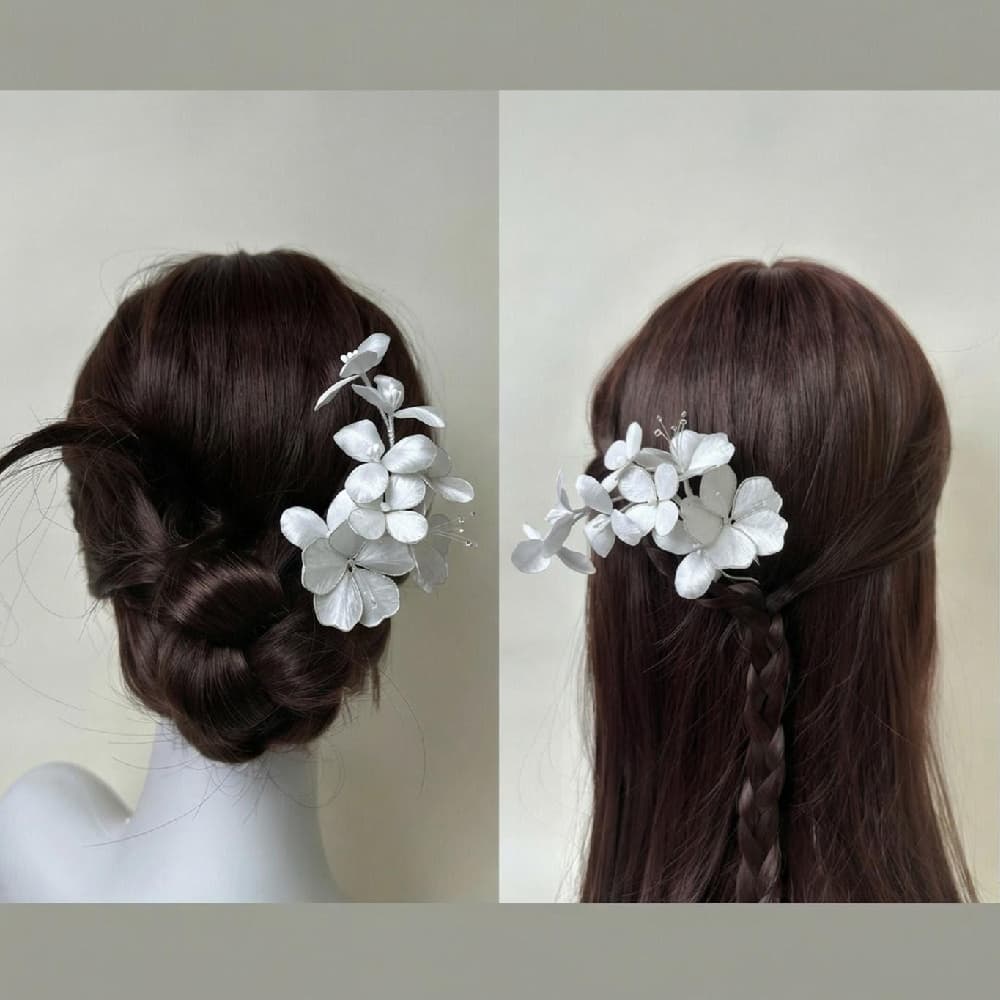 Handmade Ronghua- White Floral Hair Comb