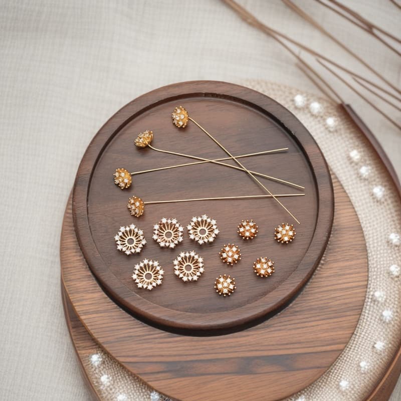 Rhinestone Flower Centers — Copper Bead Caps for Ronghua & Handmade Flowers